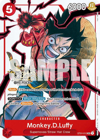 Image for Monkey.D.Luffy - ST01-012 (3rd Anniversary Tournament 3 Brothers Pack) (ST01-012) [Carrying On His Will: 3rd Anniversary Tournament Cards] - One Piece Card Game