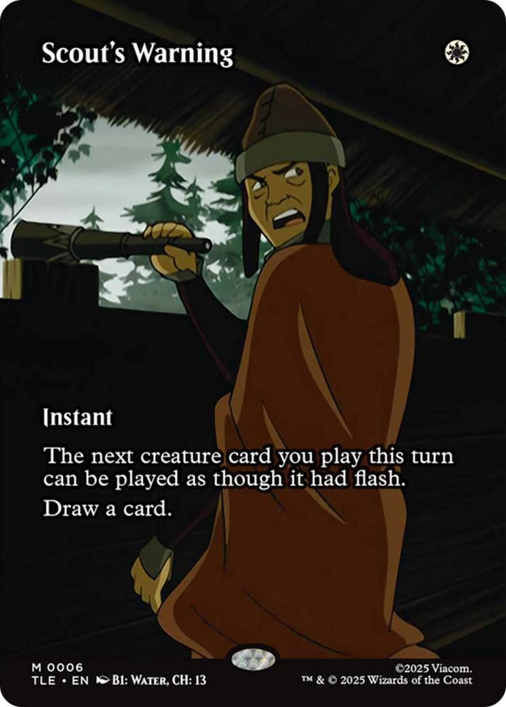 Image for Scout's Warning (Borderless) (6) [Avatar: The Last Airbender: Eternal-Legal] - Magic: The Gathering