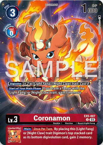 Image for Coronamon (Digimon Story: Time Stranger Collector's Edition) (EX5-007 U) [Animal Colosseum] - Digimon Card Game