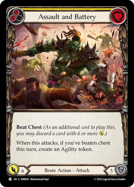 Image for Assault and Battery (Yellow) (ARR016) [Armory Deck: Rhinar] - Flesh and Blood TCG
