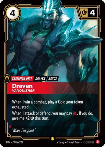 Image for Draven - Vanquisher (Alternate Art) (020a/221) [Spiritforged] - Riftbound: League of Legends Trading Card Game