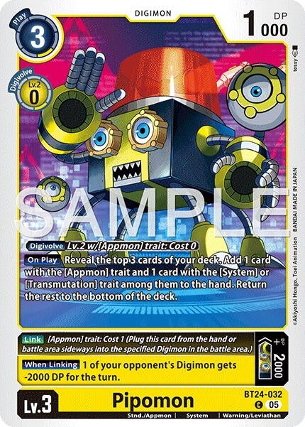 Image for Pipomon (BT24-032 C) [Time Stranger] - Digimon Card Game