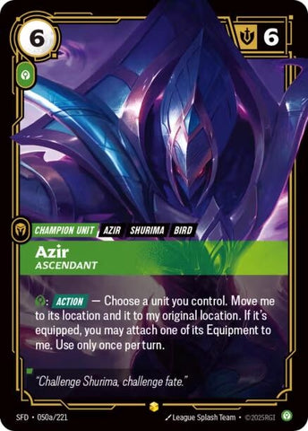 Image for Azir - Ascendant (Alternate Art) (050a/221) [Spiritforged] - Riftbound: League of Legends Trading Card Game