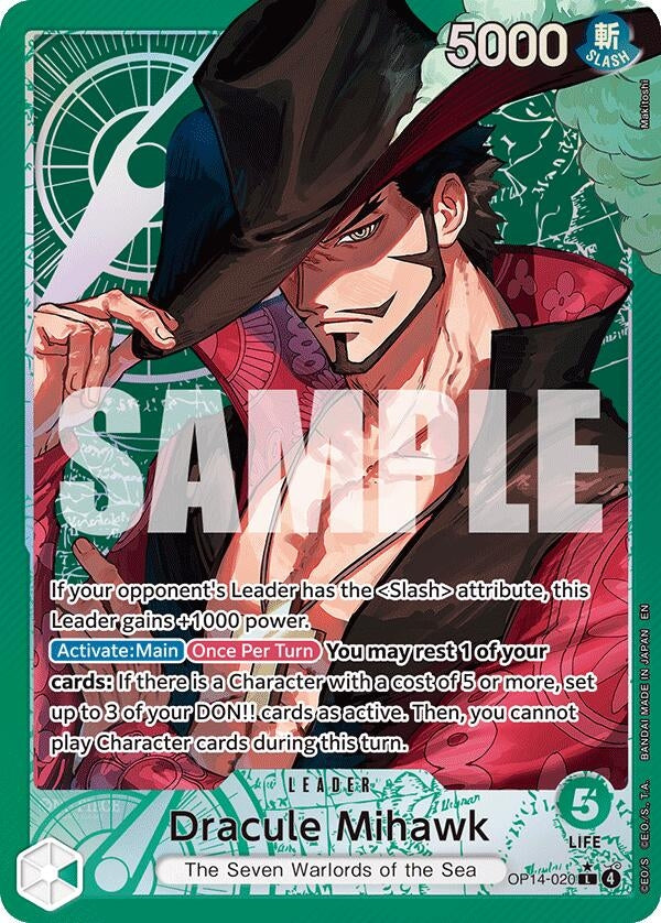 Dracule Mihawk (Alternate Art) (OP14-020) [The Azure Sea's Seven]