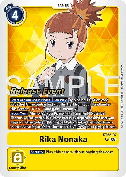 Image for Rika Nonaka (ST22-07 R) [Starter Deck 22: Amethyst Mandala Advanced Deck Set Release Event Cards] - Digimon Card Game