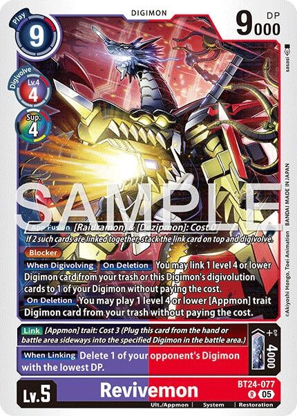 Image for Revivemon (BT24-077 R) [Time Stranger] - Digimon Card Game