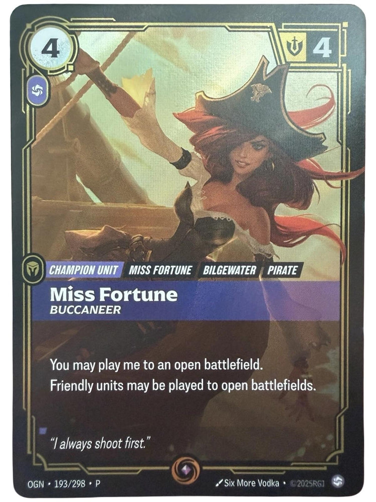 Image for Miss Fortune - Buccaneer (193/298) [Riftbound Organized Play Promotional Cards] - Riftbound: League of Legends Trading Card Game