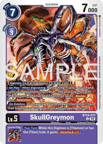 Image for SkullGreymon (BT24-072 U) [Time Stranger] - Digimon Card Game
