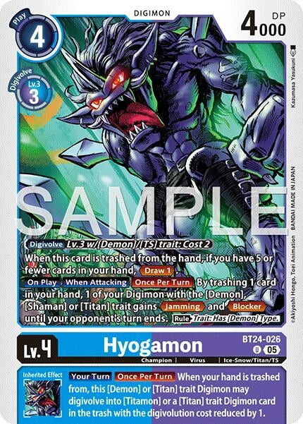 Image for Hyogamon (BT24-026 U) [Time Stranger] - Digimon Card Game