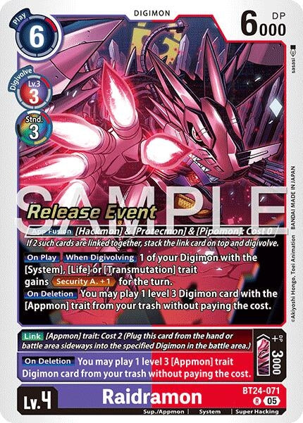 Image for Raidramon (BT24-071 R) [Time Stranger] - Digimon Card Game