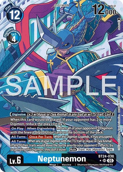 Image for Neptunemon (Alternate Art) (BT24-030 SR) [Time Stranger] - Digimon Card Game