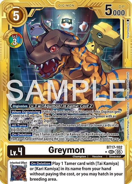 Image for Greymon - BT17-102 (Gold Border) (BT17-102 SEC) [Advanced Booster Digimon Generation] - Digimon Card Game
