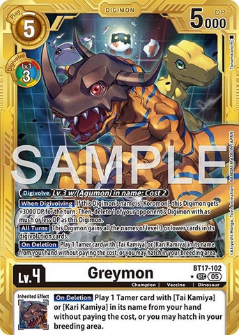 Image for Greymon - BT17-102 (Gold Border) (BT17-102 SEC) [Advanced Booster Digimon Generation] - Digimon Card Game