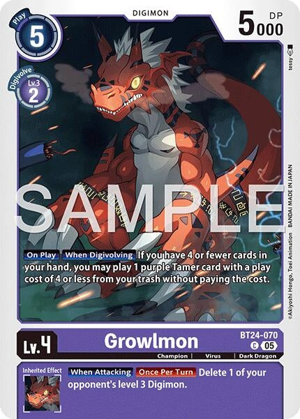 Image for Growlmon (BT24-070 C) [Time Stranger] - Digimon Card Game