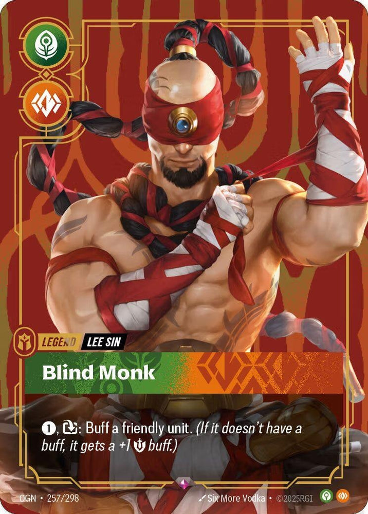 Image for Lee Sin - Blind Monk (Metal) (257/298) [Riftbound Organized Play Promotional Cards] - Riftbound: League of Legends Trading Card Game