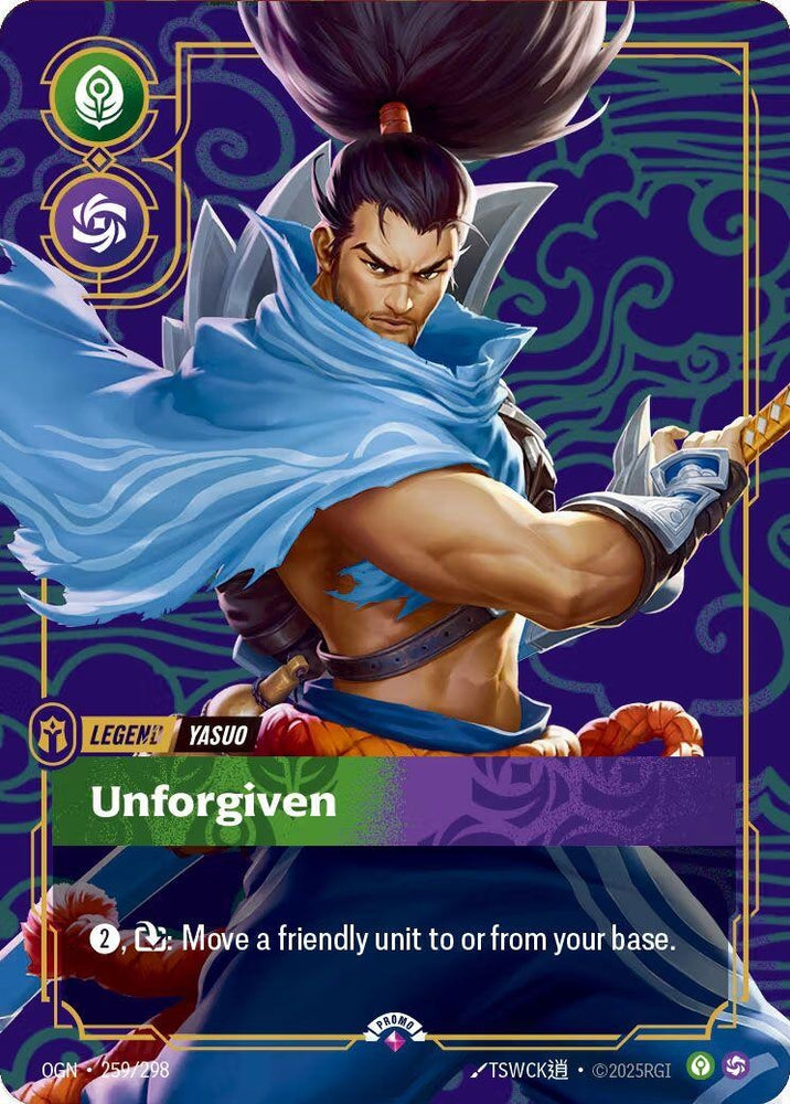 Image for Yasuo - Unforgiven (Metal) (259/298) [Riftbound Organized Play Promotional Cards] - Riftbound: League of Legends Trading Card Game