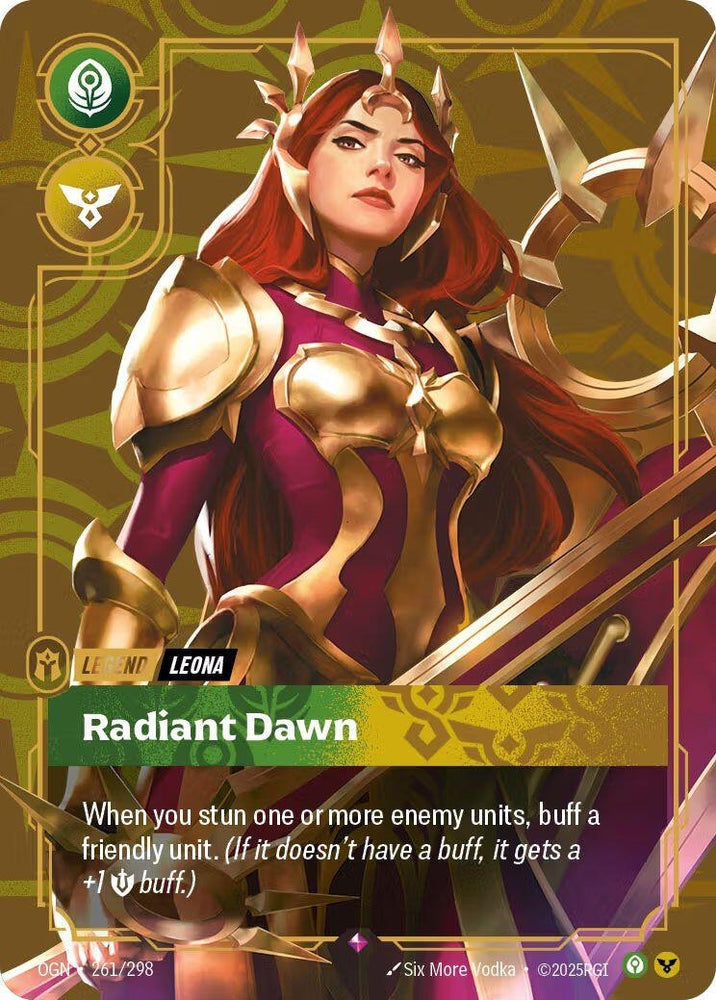 Image for Leona - Radiant Dawn (Metal) (261/298) [Riftbound Organized Play Promotional Cards] - Riftbound: League of Legends Trading Card Game