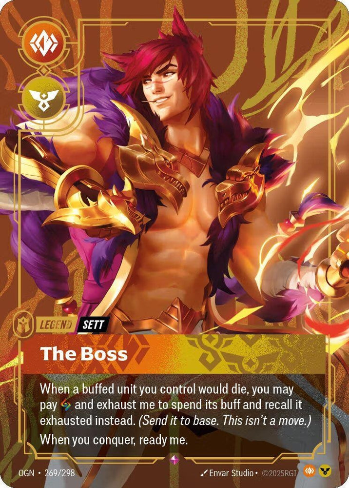 Image for Sett - The Boss (Metal) (269/298) [Riftbound Organized Play Promotional Cards] - Riftbound: League of Legends Trading Card Game
