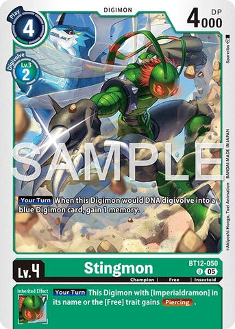 Image for Stingmon - BT12-050 (Reprint) (BT12-050 U) [Advanced Booster Digimon Generation] - Digimon Card Game