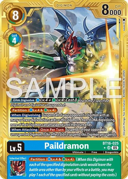 Image for Paildramon - BT16-025 (Gold Border) (BT16-025 SR) [Advanced Booster Digimon Generation] - Digimon Card Game