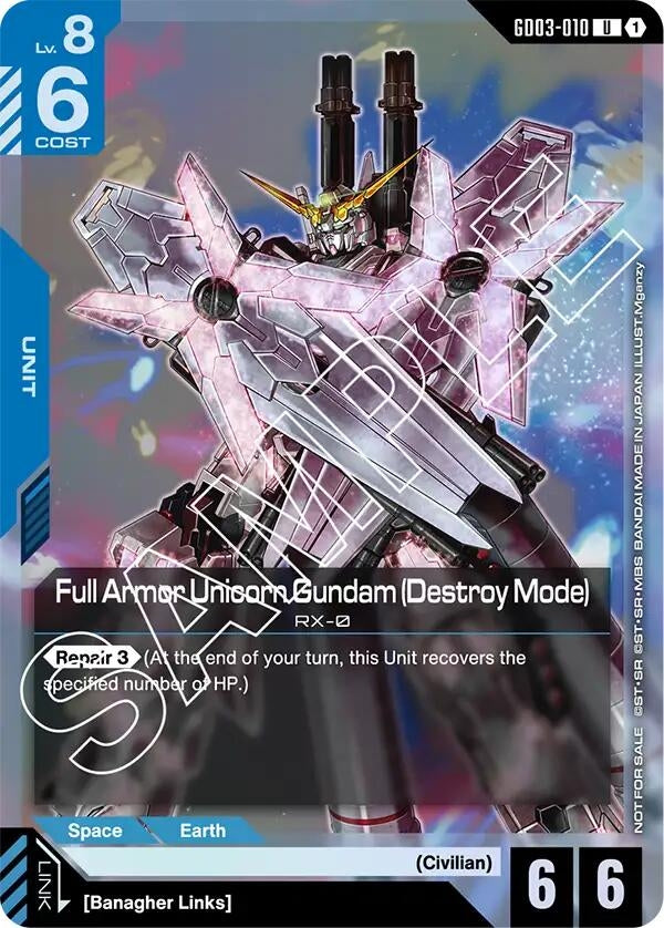Image for Full Armor Unicorn Gundam (Destroy Mode) (Store Tournament Participant Pack 03) (GD03-010) [Gundam Promotional Cards] - Gundam Card Game