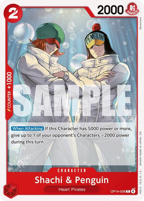 Image for Shachi & Penguin (OP14-006) [The Azure Sea's Seven] - One Piece Card Game