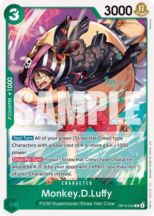 Image for Monkey.D.Luffy - OP14-34 (OP14-034) [The Azure Sea's Seven] - One Piece Card Game