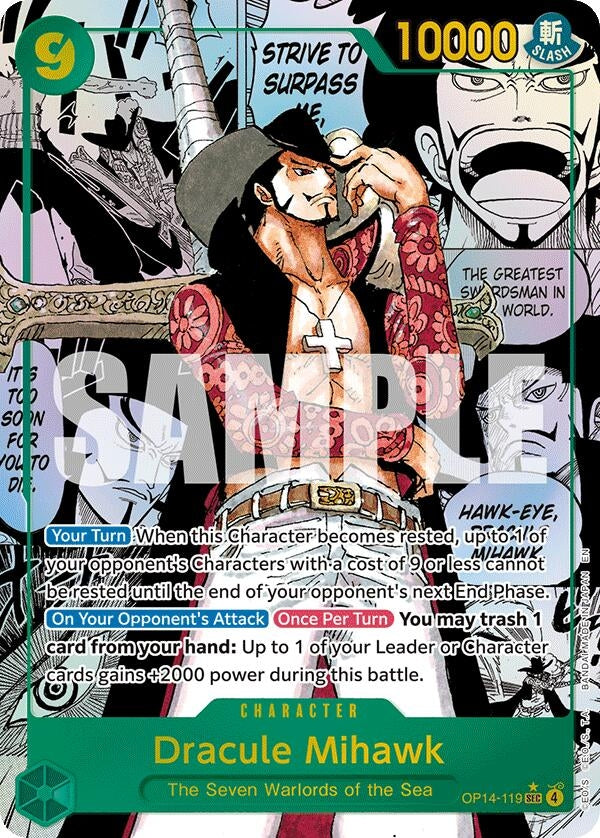 Image for Dracule Mihawk (Manga) (OP14-119) [The Azure Sea's Seven] - One Piece Card Game
