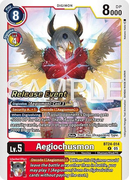 Image for Aegiochusmon (BT24-014 R) [Time Stranger Release Event Cards] - Digimon Card Game