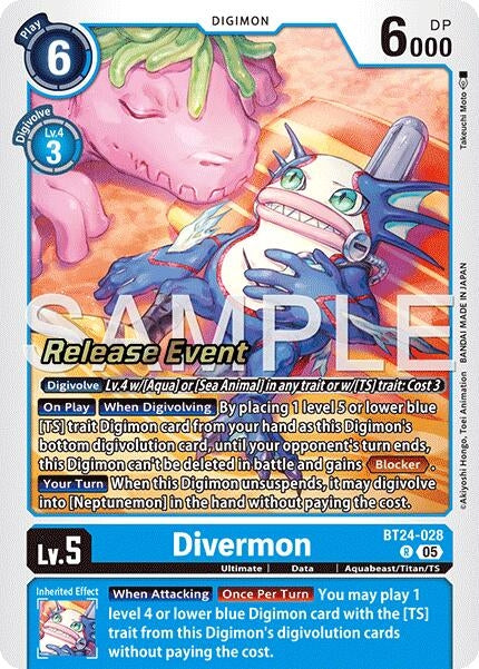 Image for Divermon (BT24-028 R) [Time Stranger Release Event Cards] - Digimon Card Game