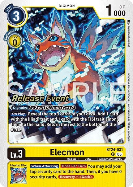 Image for Elecmon (BT24-031 R) [Time Stranger Release Event Cards] - Digimon Card Game