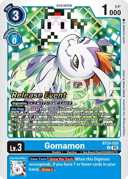 Image for Gomamon (BT24-020 U) [Time Stranger Release Event Cards] - Digimon Card Game