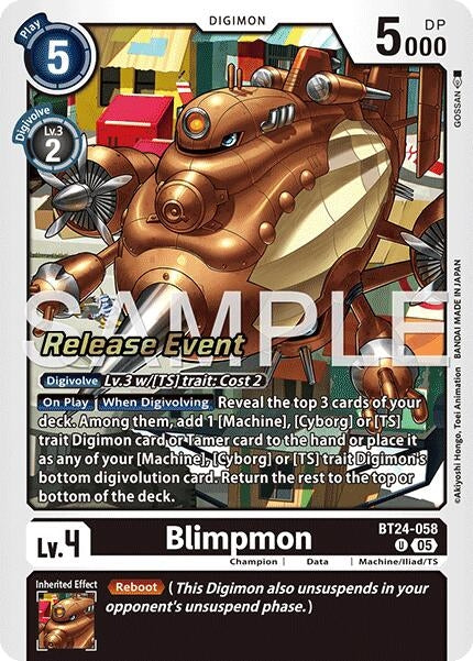 Image for Blimpmon (BT24-058 U) [Time Stranger Release Event Cards] - Digimon Card Game