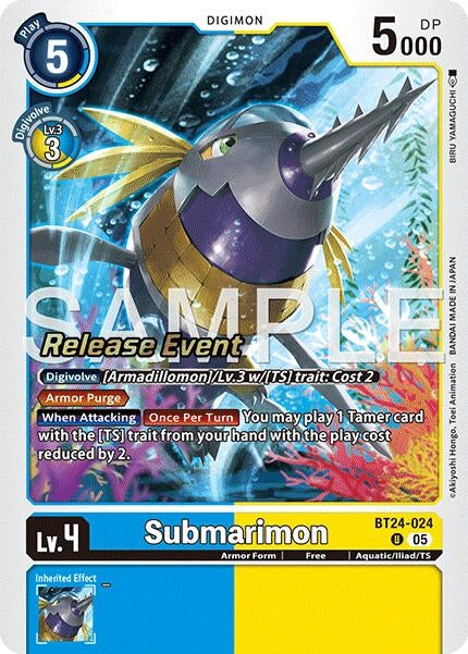 Image for Submarimon (BT24-024 U) [Time Stranger Release Event Cards] - Digimon Card Game