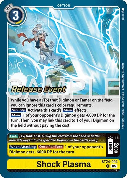 Image for Shock Plasma (BT24-092 U) [Time Stranger Release Event Cards] - Digimon Card Game