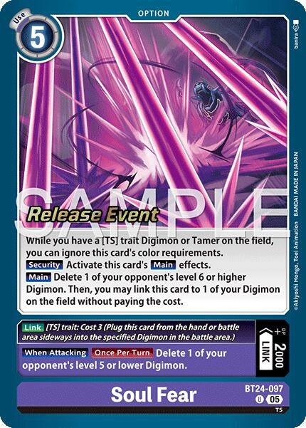 Image for Soul Fear (BT24-097 U) [Time Stranger Release Event Cards] - Digimon Card Game
