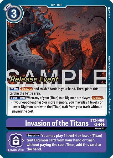 Image for Invasion of the Titans (BT24-098 U) [Time Stranger Release Event Cards] - Digimon Card Game