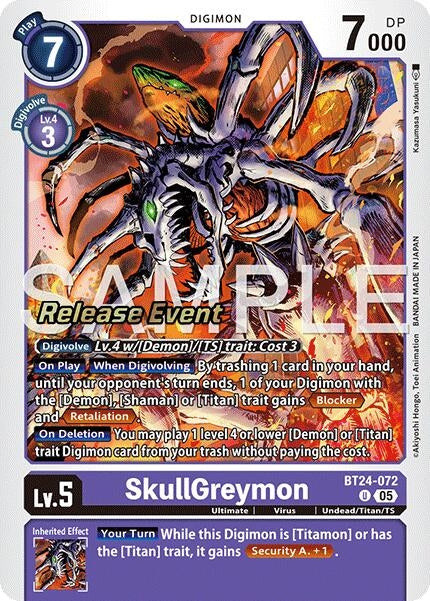 Image for SkullGreymon (BT24-072 U) [Time Stranger Release Event Cards] - Digimon Card Game