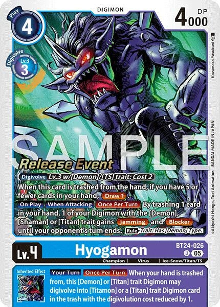Image for Hyogamon (BT24-026 U) [Time Stranger Release Event Cards] - Digimon Card Game