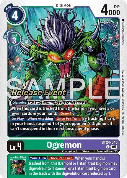 Image for Ogremon (BT24-045 U) [Time Stranger Release Event Cards] - Digimon Card Game