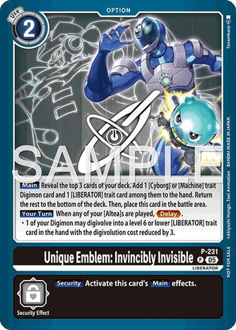 Image for Unique Emblem: Invincibly Invisible (Dawn of Liberator Box Topper) (P - 231 P) [Digimon Promotion Cards] - Digimon Card Game