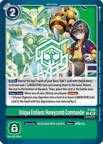 Image for Unique Emblem: Honeycomb Commander (Dawn of Liberator Box Topper) (P-230 P) [Digimon Promotion Cards] - Digimon Card Game