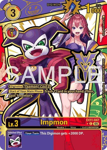 Image for Impmon (Rare Pull) (EX11-047 C) [Dawn of Liberator] - Digimon Card Game