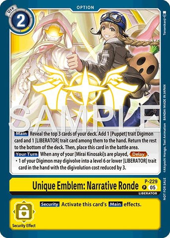 Image for Unique Emblem: Narrative Ronde (Dawn of Liberator Box Topper) (P-229 P) [Digimon Promotion Cards] - Digimon Card Game