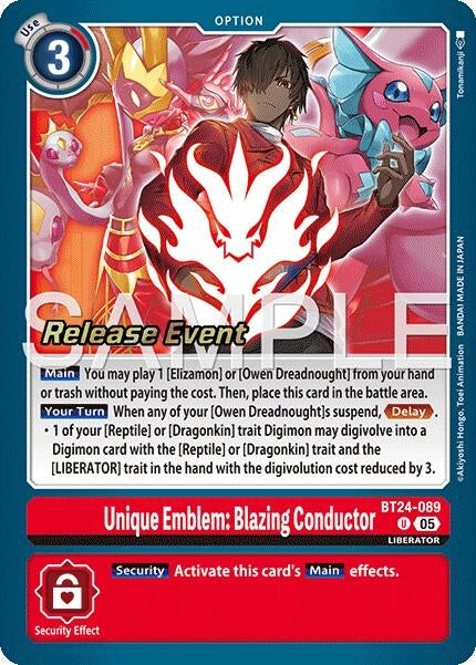 Image for Unique Emblem: Blazing Conductor (BT24-089 U) [Time Stranger Release Event Cards] - Digimon Card Game