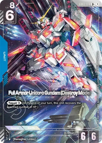 Image for Full Armor Unicorn Gundam (Destroy Mode) (U+) (GD03-010) [Steel Requiem] - Gundam Card Game
