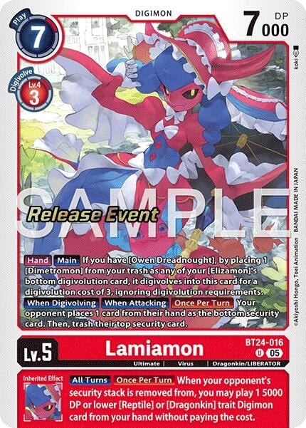 Image for Lamiamon (BT24-016 U) [Time Stranger Release Event Cards] - Digimon Card Game