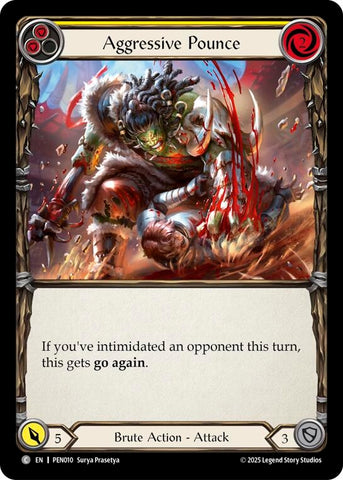 Image for Aggressive Pounce (Yellow) (PEN010) [Compendium of Rathe] - Flesh and Blood TCG