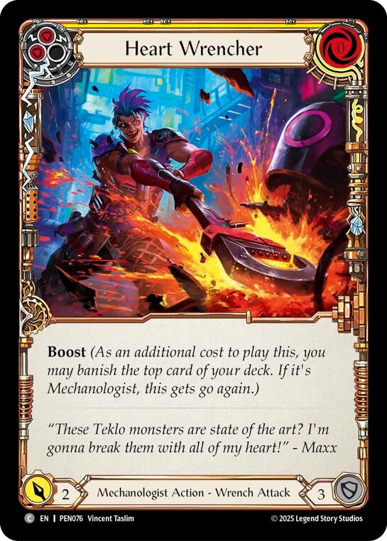 Image for Heart Wrencher (Yellow) (PEN076) [Compendium of Rathe] - Flesh and Blood TCG