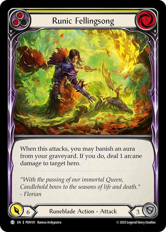 Image for Runic Fellingsong (Yellow) (PEN101) [Compendium of Rathe] - Flesh and Blood TCG